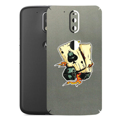 Motorola Phone Skins (All Models) - Grey Cards Of Ace - 3D Embossed Finish (L-77) Motorola Moto G4 Plus