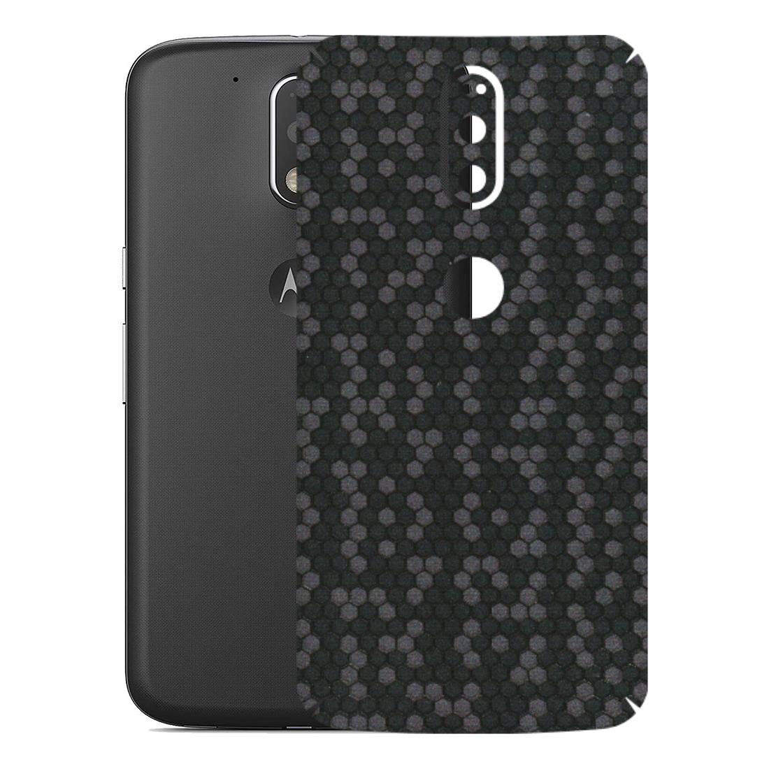 Motorola Phone Skins (All Models) - Black Grey Honeycomb Sober - 3D Embossed Finish (L-85) Motorola Moto G4 Plus