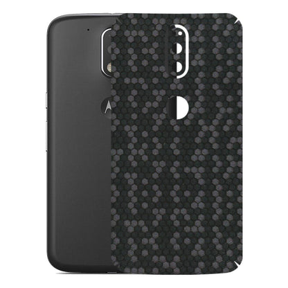 Motorola Phone Skins (All Models) - Black Grey Honeycomb Sober - 3D Embossed Finish (L-85) Motorola Moto G4 Plus
