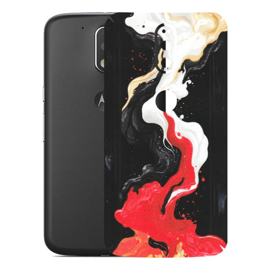Motorola Phone Skins (All Models) - Black Red White Paint Splash Fusion - Matte Finish (M-56) Motorola Moto G4 Plus