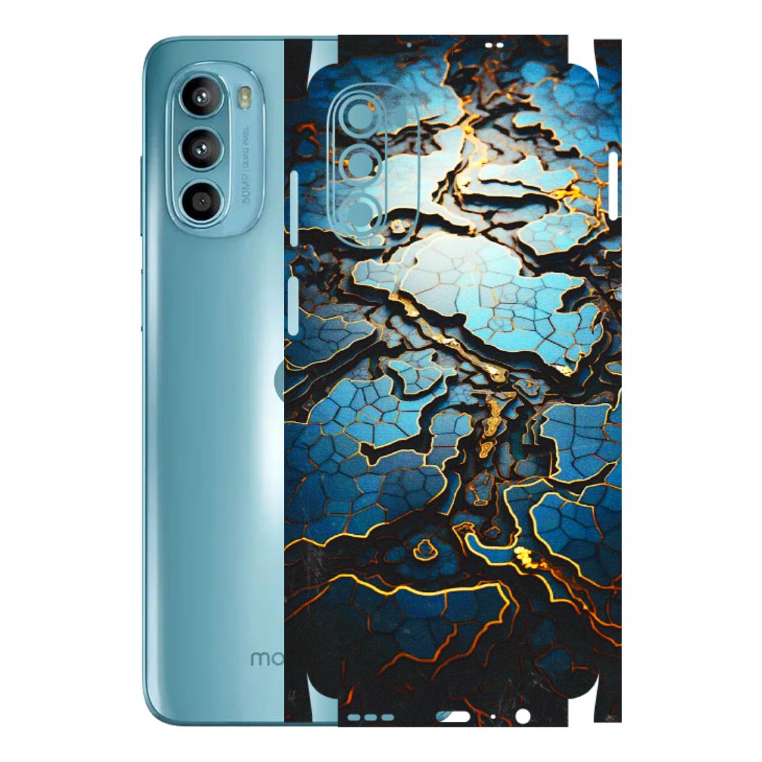 Motorola Phone Skins (All Models) - Blue Gold Abstract - 3D Embossed Finish (L-11) Motorola Moto G52