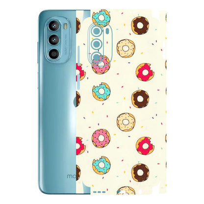 Motorola Phone Skins (All Models) - Mini Donuts Doodle Art - 3D Embossed Finish (L-122) Motorola Moto G52