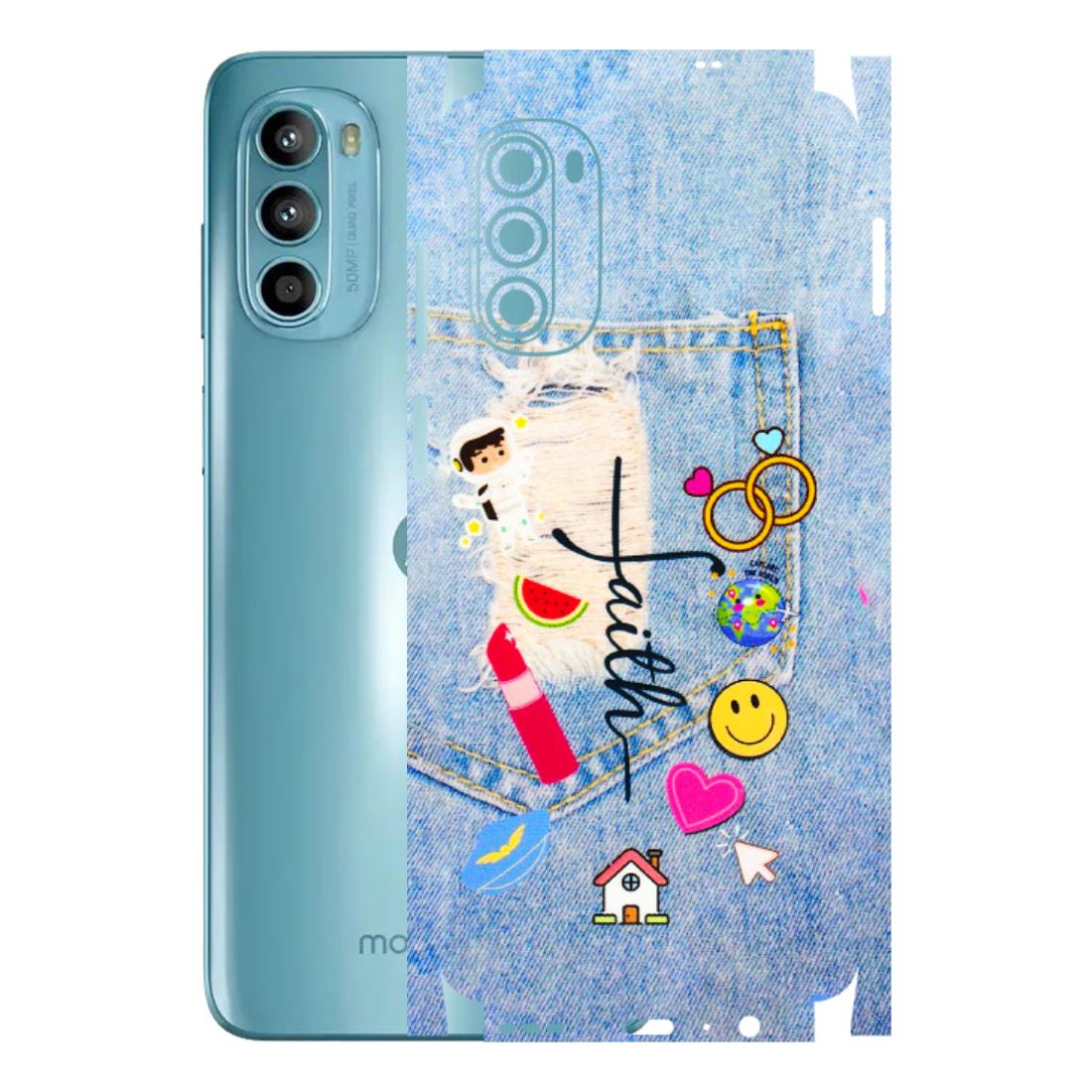 Motorola Phone Skins (All Models) - Denim Jeans Pocket - 3D Embossed Finish (L-134) Motorola Moto G52