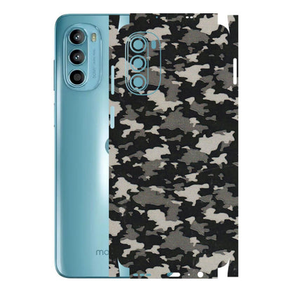 Motorola Phone Skins (All Models) - Black/Grey Camoflaunge - 3D Embossed Finish (L-142) Motorola Moto G52