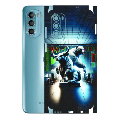 Motorola Phone Skins (All Models) - Stock Market Sensex Bear vs Bulls - 3D Embossed Finish (L-15) Motorola Moto G52
