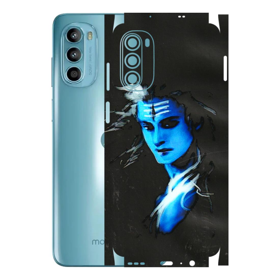 Motorola Phone Skins (All Models) - Har Har Mahadev Blue/Black - 3D Embossed Finish (L-185) Motorola Moto G52