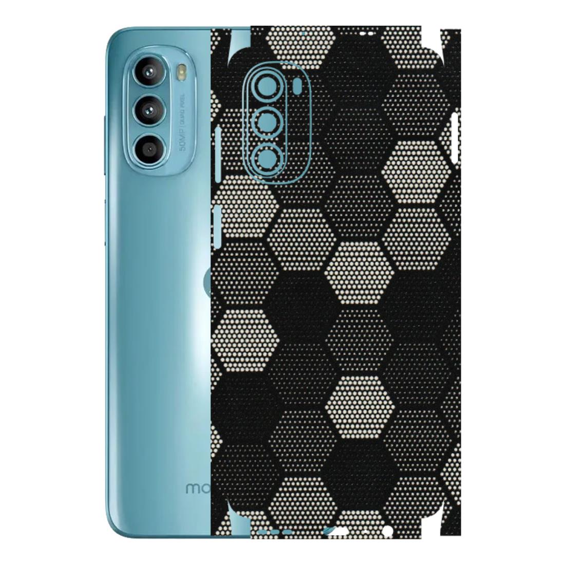 Motorola Phone Skins (All Models) - Black & White Dotted Honeycomb Texture - 3D Embossed Finish (L-202) Motorola Moto G52