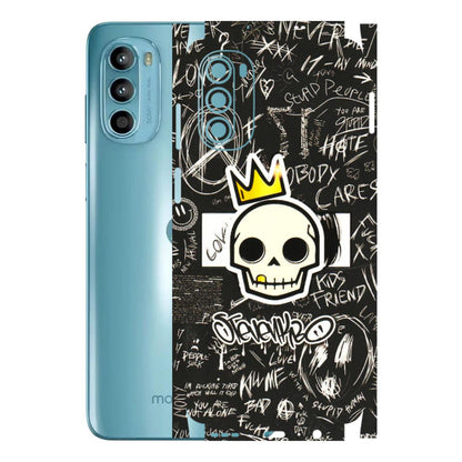 Motorola Phone Skins (All Models) - Funny Skull Black Chalk Grafitti - 3D Embossed Finish (L-22) Motorola Moto G52