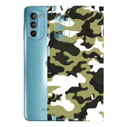 Motorola Phone Skins (All Models) - Camouflages White And Green - 3D Embossed Finish (L-243) Motorola Moto G52