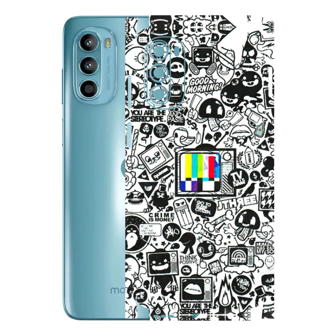 Motorola Phone Skins (All Models) - Doodles Positive Art - 3D Embossed Finish (L-263) Motorola Moto G52