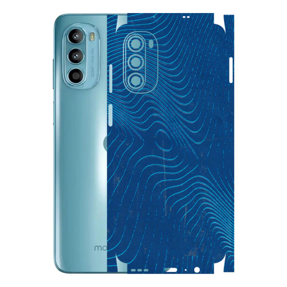 Motorola Phone Skins (All Models) - Abstract Blue Line Map - 3D Embossed Finish (L-272) Motorola Moto G52