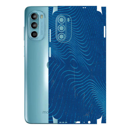 Motorola Phone Skins (All Models) - Abstract Blue Line Map - 3D Embossed Finish (L-272) Motorola Moto G52
