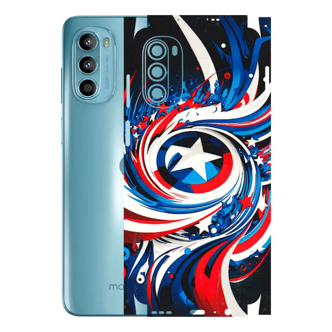 Motorola Phone Skins (All Models) - Captain America Logo - 3D Embossed Finish (L-307) Motorola Moto G52