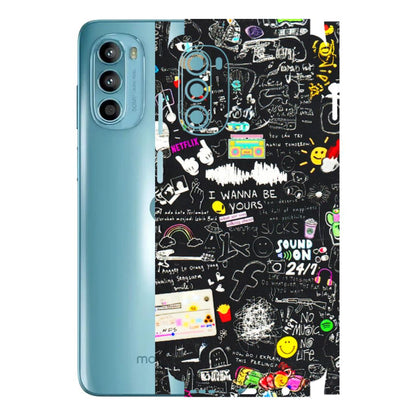 Motorola Phone Skins (All Models) - Black Creatives Doodles - 3D Embossed Finish (L-311) Motorola Moto G52