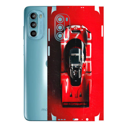 Motorola Phone Skins (All Models) - Red Porsche Car Logo - 3D Embossed Finish (L-315) Motorola Moto G52