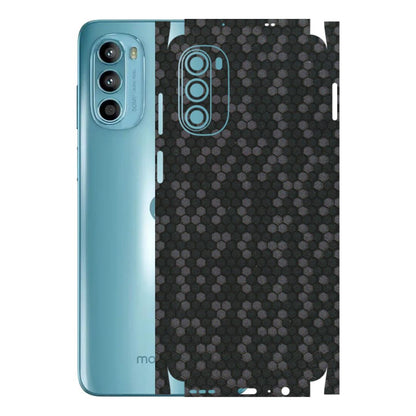 Motorola Phone Skins (All Models) - Black Grey Honeycomb Sober - 3D Embossed Finish (L-85) Motorola Moto G52