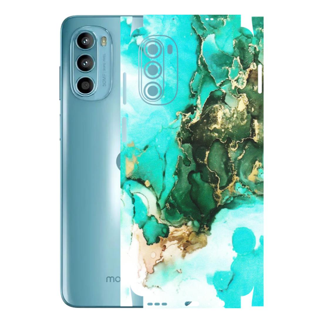 Motorola Phone Skins (All Models) - The Blue Gold Marble - Matte Finish (M-124) Motorola Moto G52