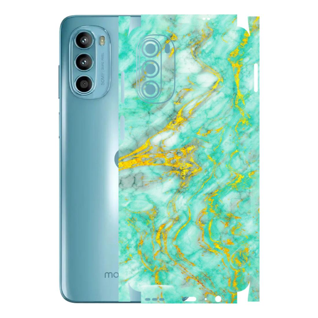 Motorola Phone Skins (All Models) - Green And Gold Marble Feel - Matte Finish (M-16) Motorola Moto G52