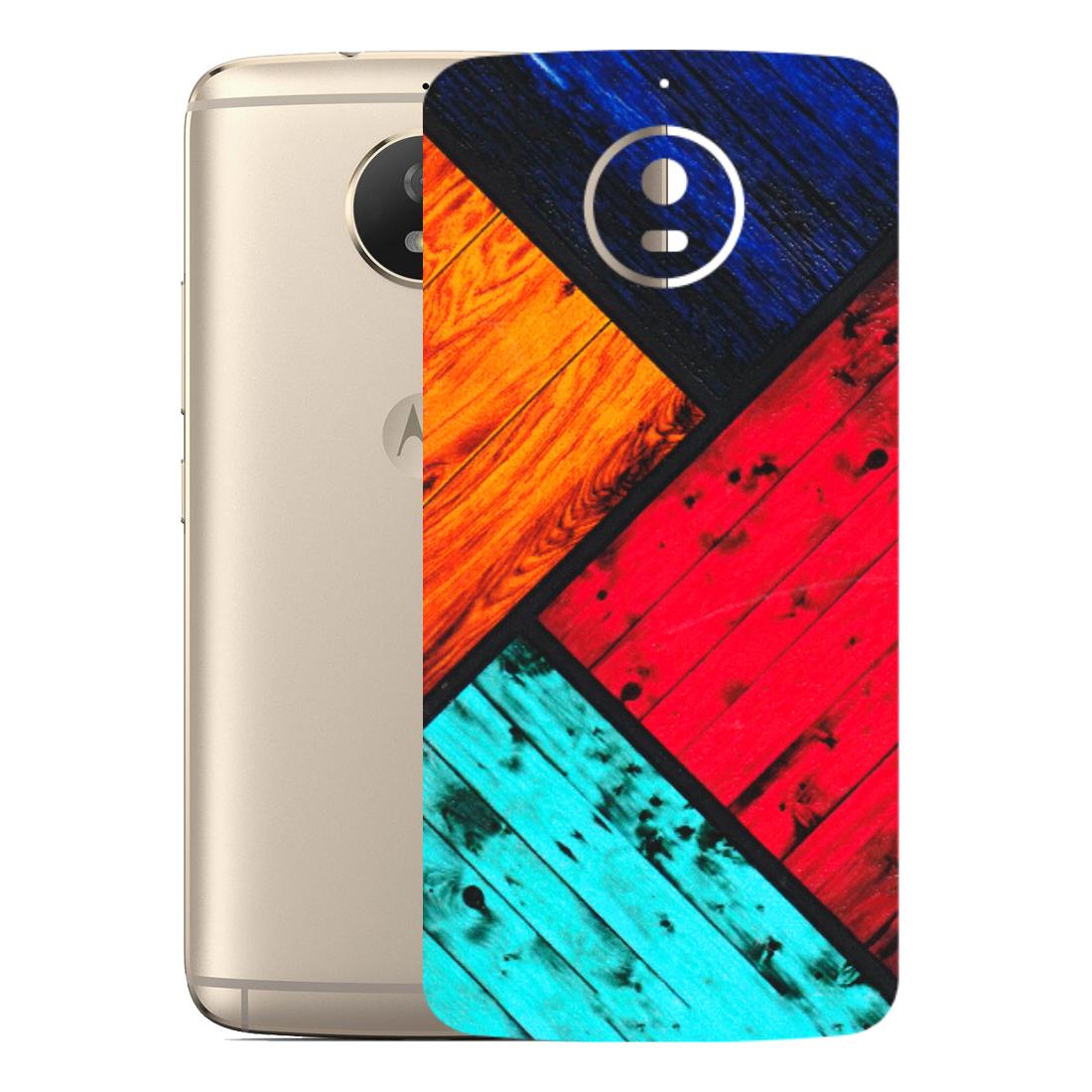 Motorola Phone Skins (All Models) - Colourful Wood Panels Abstract - 3D Embossed Finish (L-09) Motorola Moto G5S