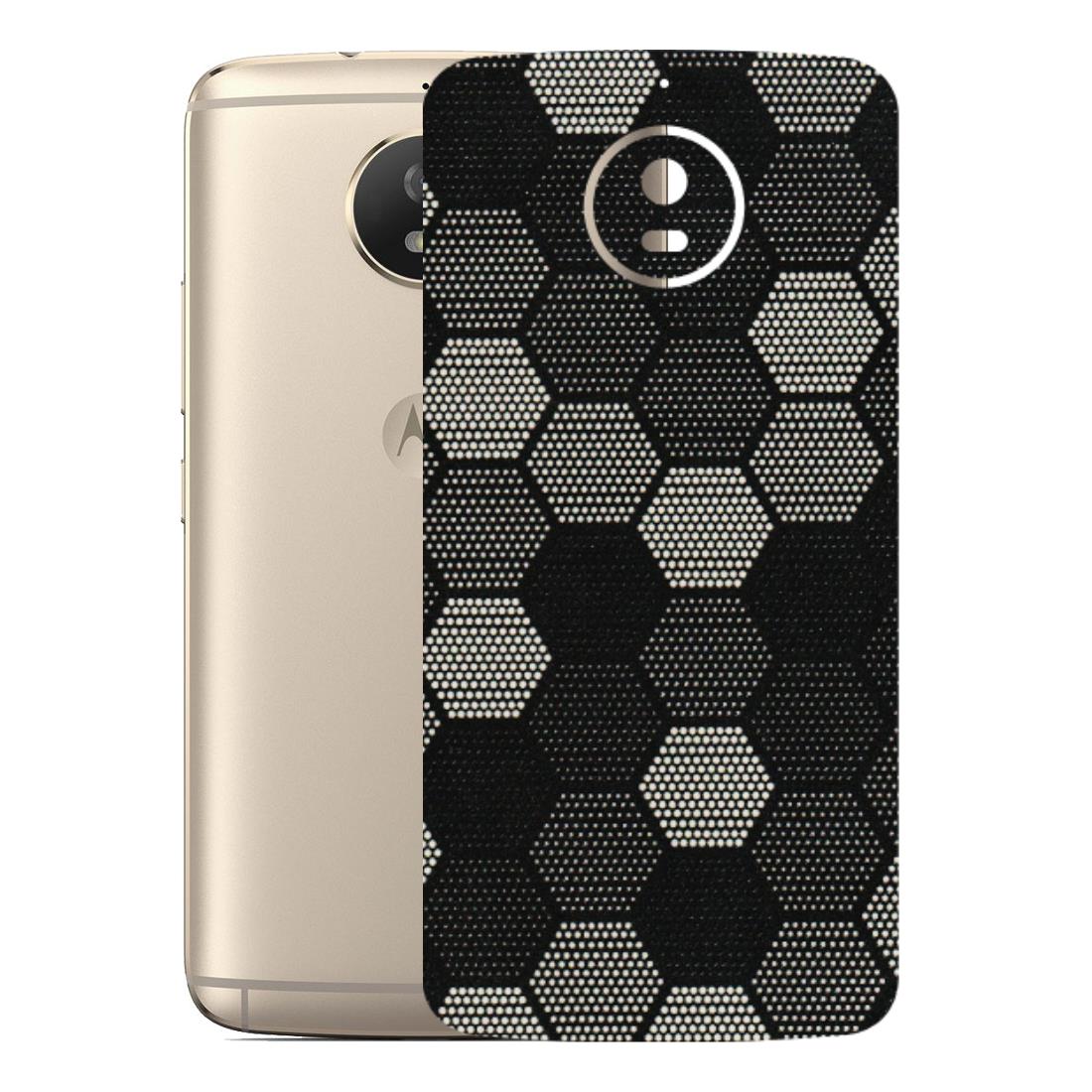 Motorola Phone Skins (All Models) - Black & White Dotted Honeycomb Texture - 3D Embossed Finish (L-202) Motorola Moto G5S
