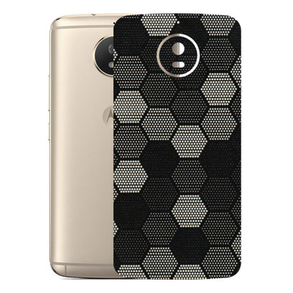 Motorola Phone Skins (All Models) - Black & White Dotted Honeycomb Texture - 3D Embossed Finish (L-202) Motorola Moto G5S