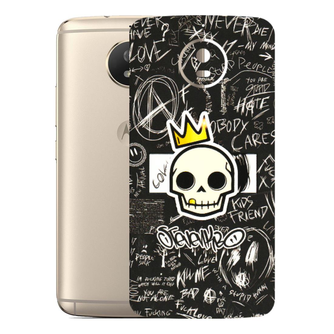 Motorola Phone Skins (All Models) - Funny Skull Black Chalk Grafitti - 3D Embossed Finish (L-22) Motorola Moto G5S
