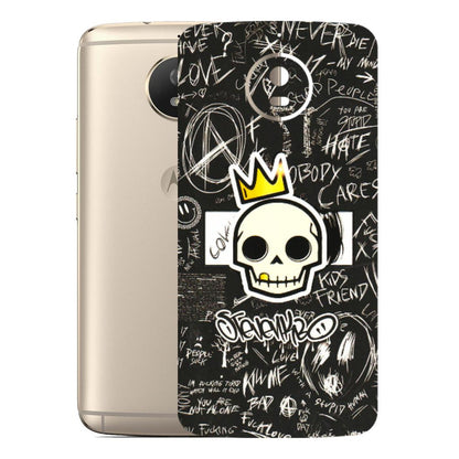 Motorola Phone Skins (All Models) - Funny Skull Black Chalk Grafitti - 3D Embossed Finish (L-22) Motorola Moto G5S