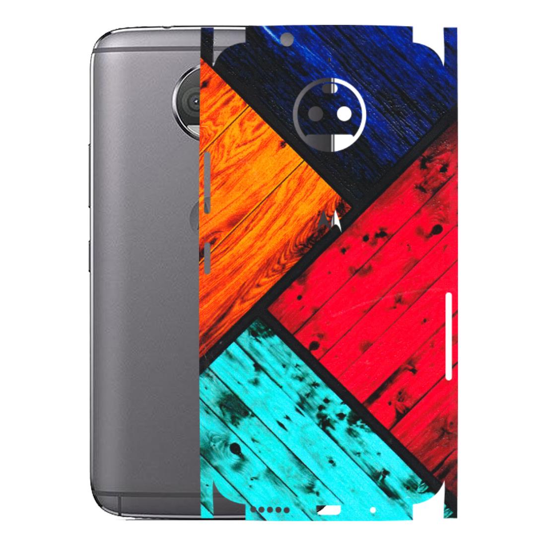 Motorola Phone Skins (All Models) - Colourful Wood Panels Abstract - 3D Embossed Finish (L-09) Motorola Moto G5S Plus