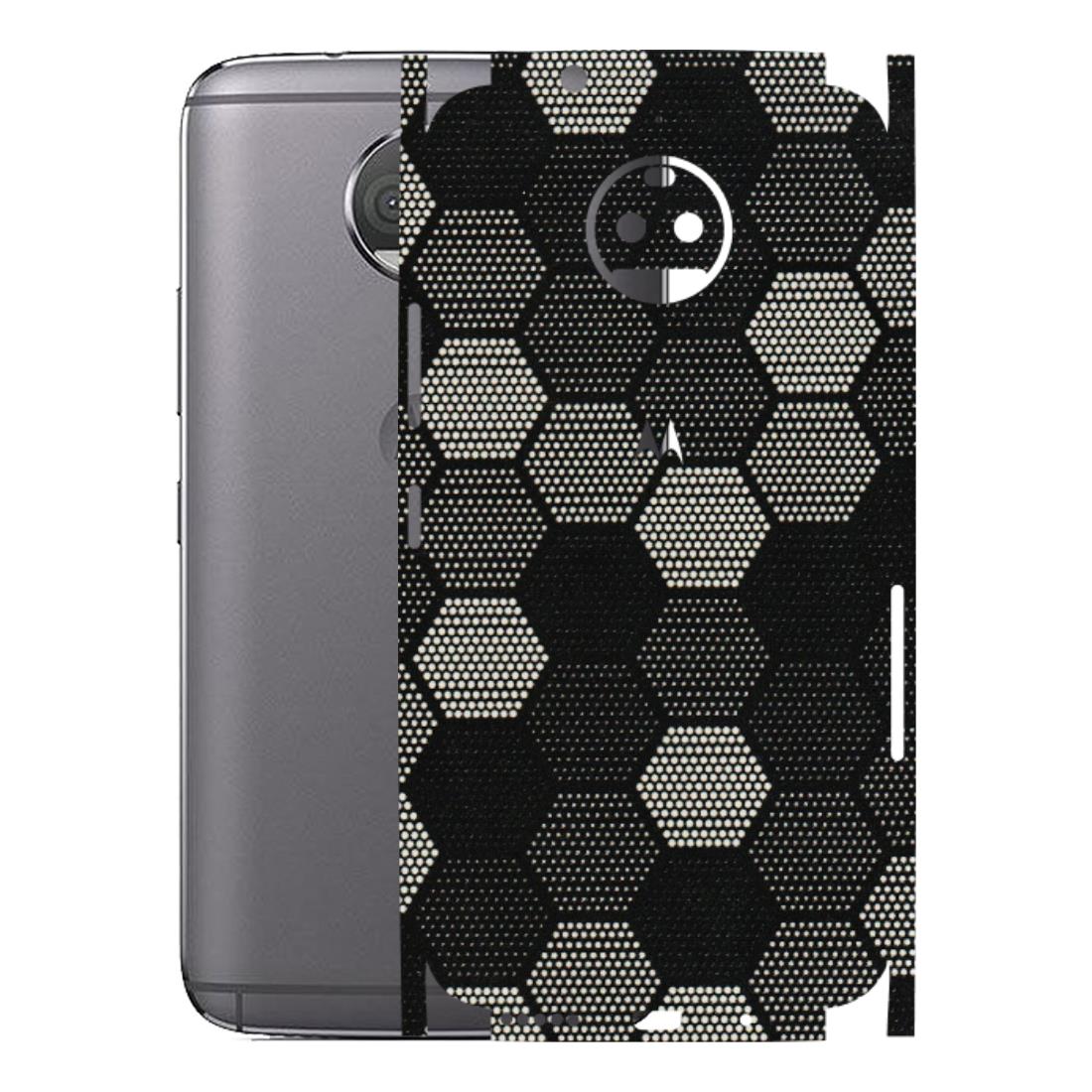 Motorola Phone Skins (All Models) - Black & White Dotted Honeycomb Texture - 3D Embossed Finish (L-202) Motorola Moto G5S Plus