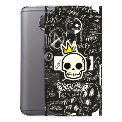 Motorola Phone Skins (All Models) - Funny Skull Black Chalk Grafitti - 3D Embossed Finish (L-22) Motorola Moto G5S Plus