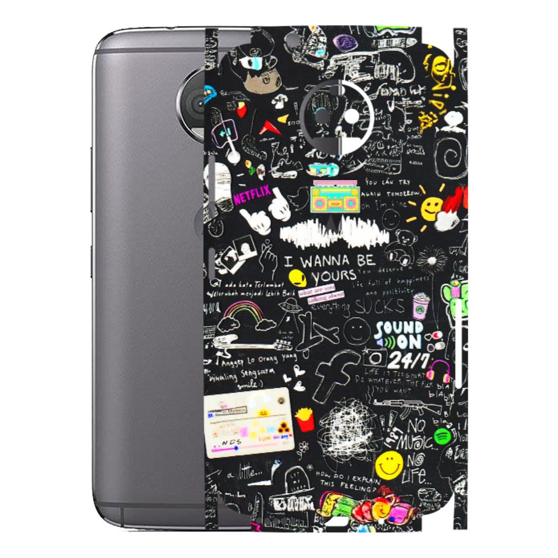 Motorola Phone Skins (All Models) - Black Creatives Doodles - 3D Embossed Finish (L-311) Motorola Moto G5S Plus