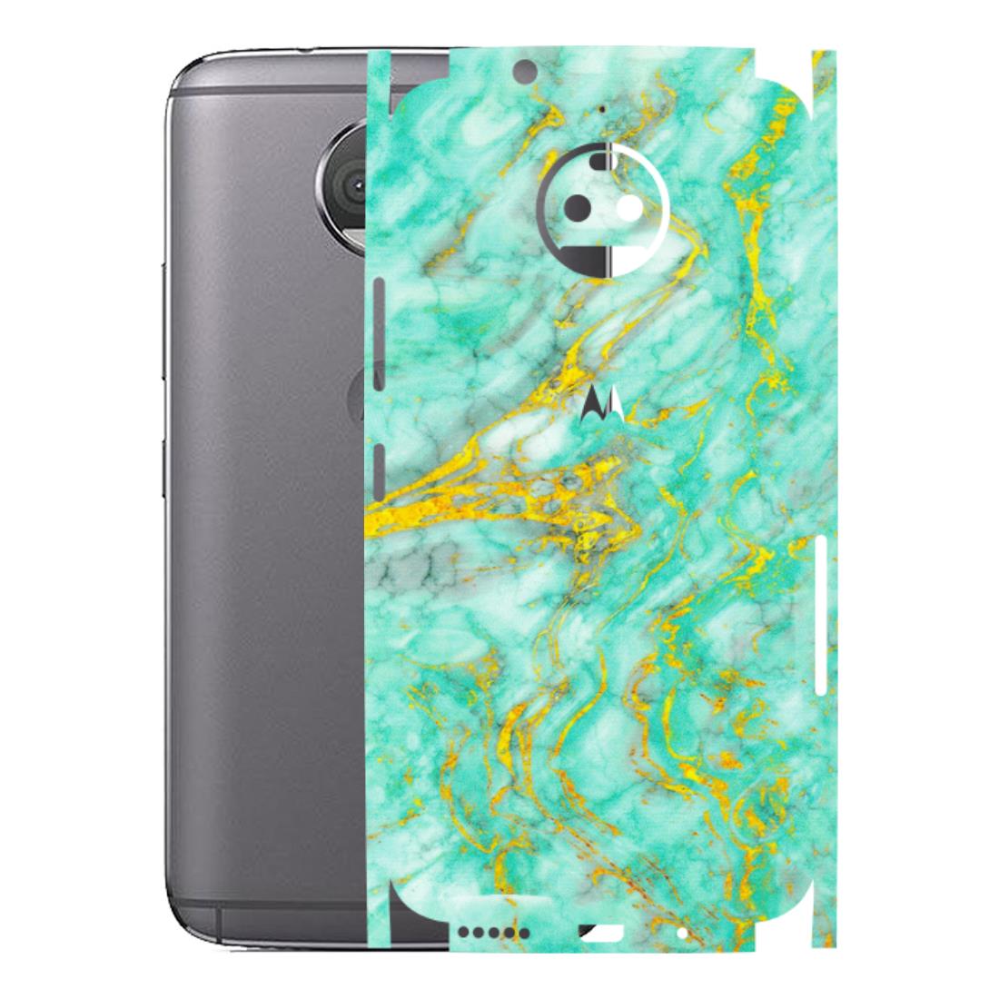 Motorola Phone Skins (All Models) - Green And Gold Marble Feel - Matte Finish (M-16) Motorola Moto G5S Plus