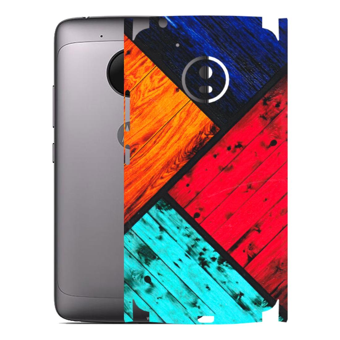Motorola Phone Skins (All Models) - Colourful Wood Panels Abstract - 3D Embossed Finish (L-09) Motorola Moto G5