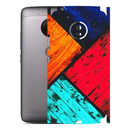 Motorola Phone Skins (All Models) - Colourful Wood Panels Abstract - 3D Embossed Finish (L-09) Motorola Moto G5