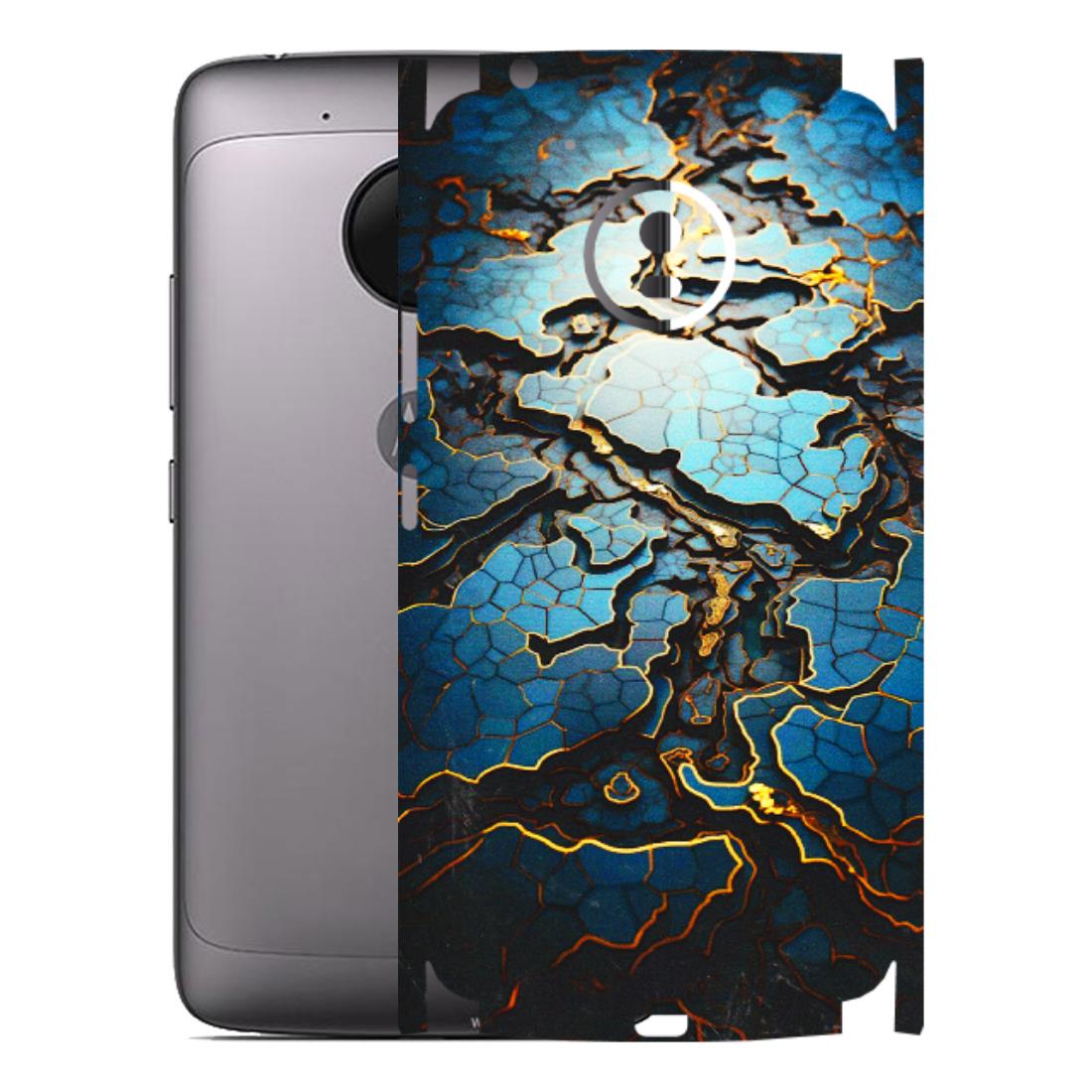 Motorola Phone Skins (All Models) - Blue Gold Abstract - 3D Embossed Finish (L-11) Motorola Moto G5