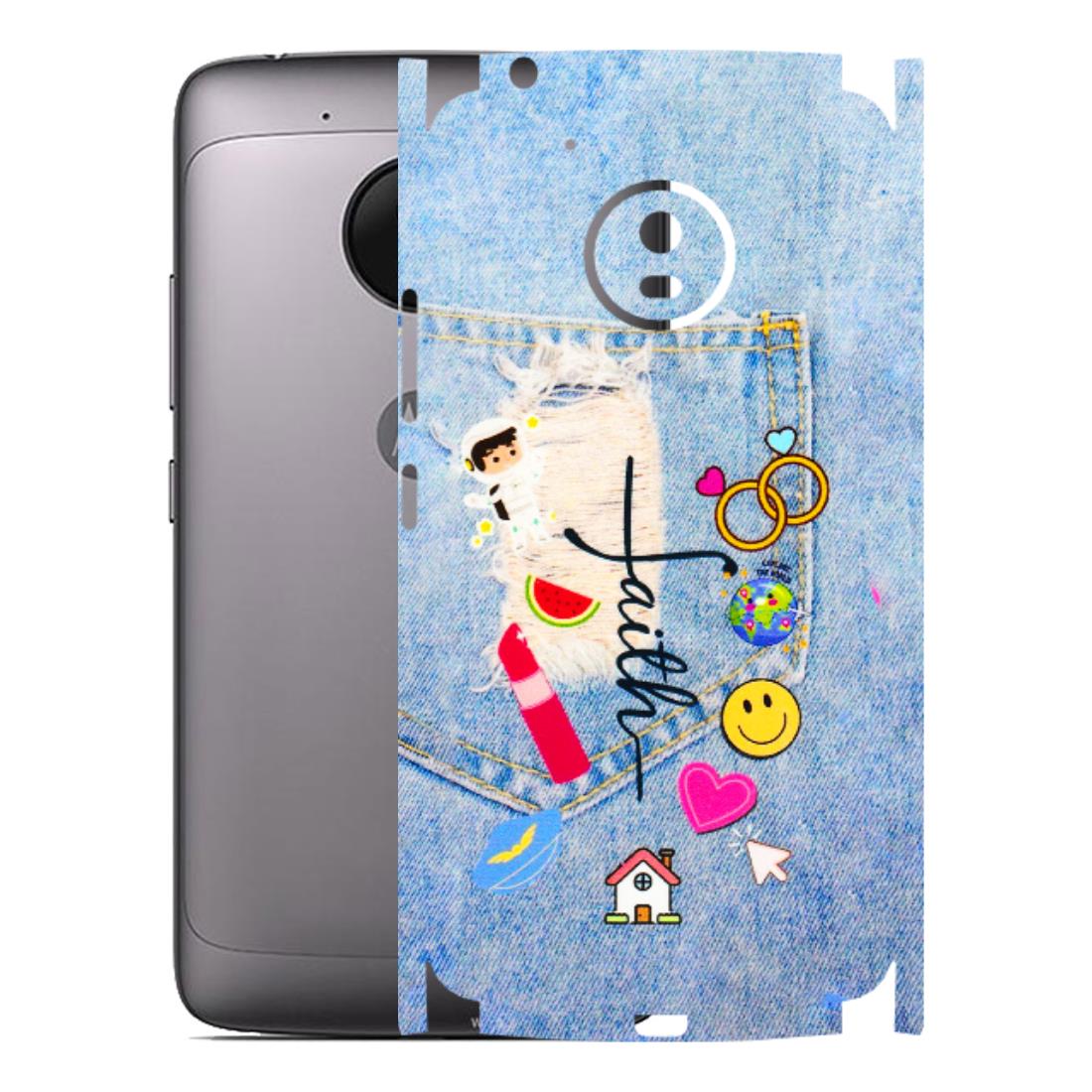 Motorola Phone Skins (All Models) - Denim Jeans Pocket - 3D Embossed Finish (L-134) Motorola Moto G5