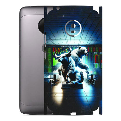 Motorola Phone Skins (All Models) - Stock Market Sensex Bear vs Bulls - 3D Embossed Finish (L-15) Motorola Moto G5