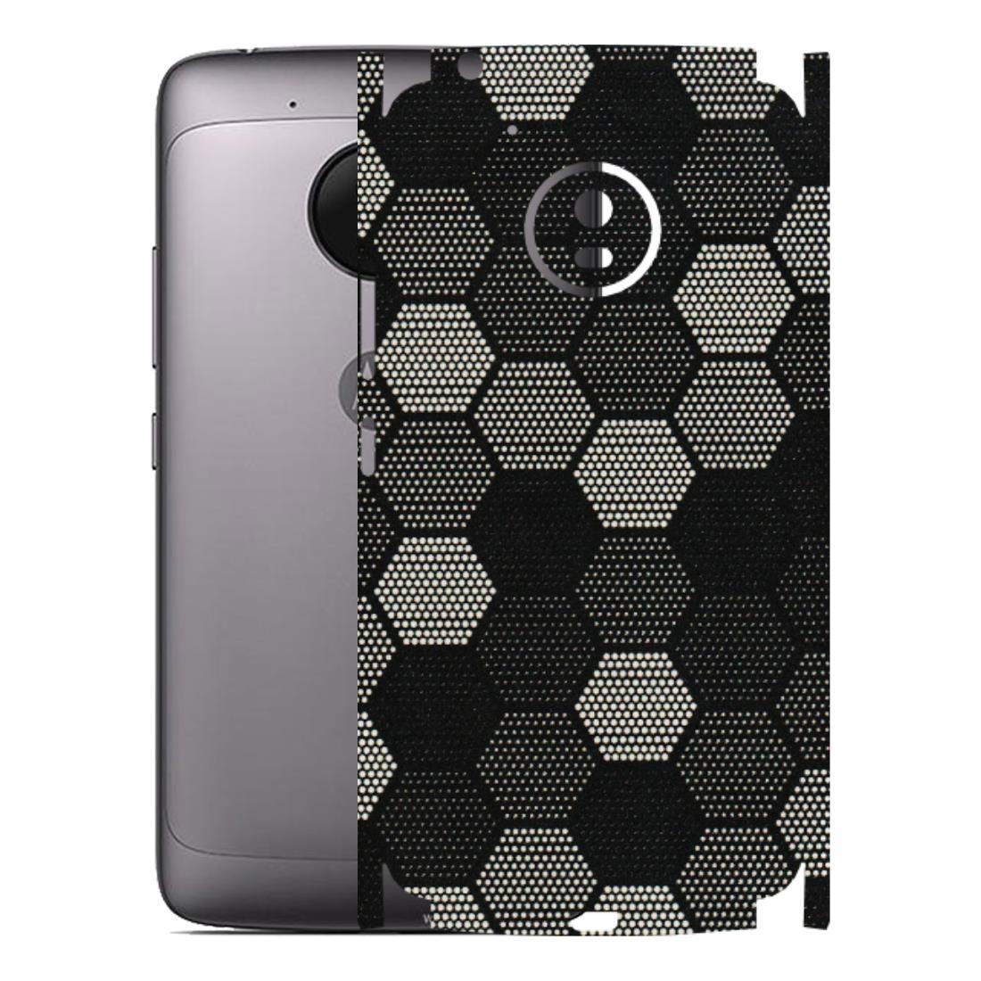 Motorola Phone Skins (All Models) - Black & White Dotted Honeycomb Texture - 3D Embossed Finish (L-202) Motorola Moto G5