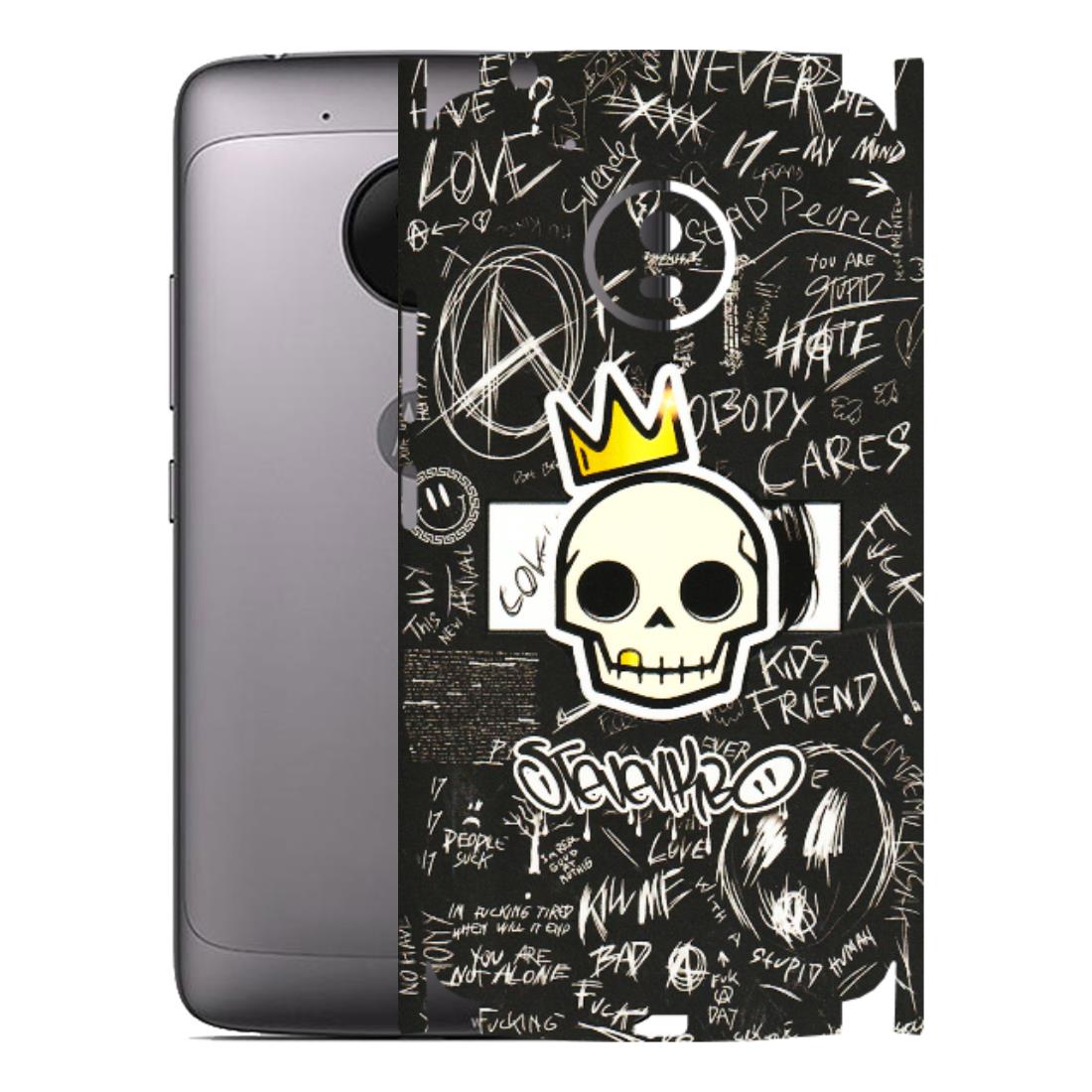 Motorola Phone Skins (All Models) - Funny Skull Black Chalk Grafitti - 3D Embossed Finish (L-22) Motorola Moto G5