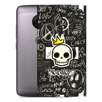 Motorola Phone Skins (All Models) - Funny Skull Black Chalk Grafitti - 3D Embossed Finish (L-22) Motorola Moto G5