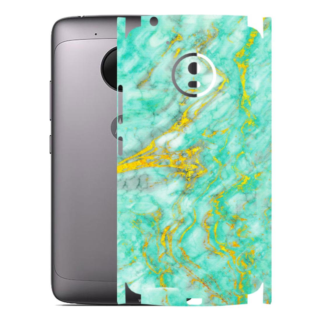 Motorola Phone Skins (All Models) - Green And Gold Marble Feel - Matte Finish (M-16) Motorola Moto G5