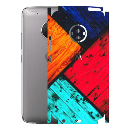 Motorola Phone Skins (All Models) - Colourful Wood Panels Abstract - 3D Embossed Finish (L-09) Motorola Moto G5 Plus