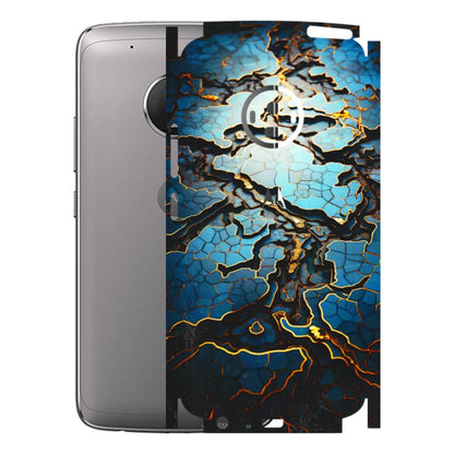 Motorola Phone Skins (All Models) - Blue Gold Abstract - 3D Embossed Finish (L-11) Motorola Moto G5 Plus