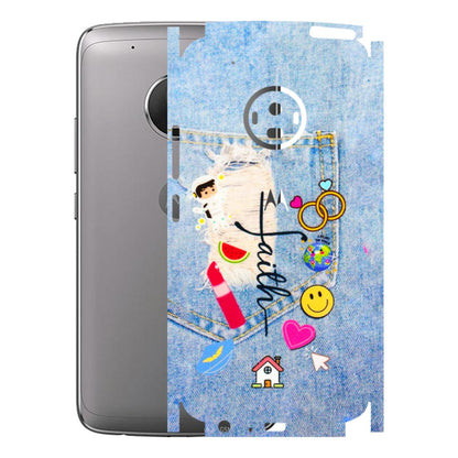 Motorola Phone Skins (All Models) - Denim Jeans Pocket - 3D Embossed Finish (L-134) Motorola Moto G5 Plus