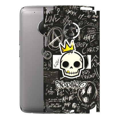 Motorola Phone Skins (All Models) - Funny Skull Black Chalk Grafitti - 3D Embossed Finish (L-22) Motorola Moto G5 Plus