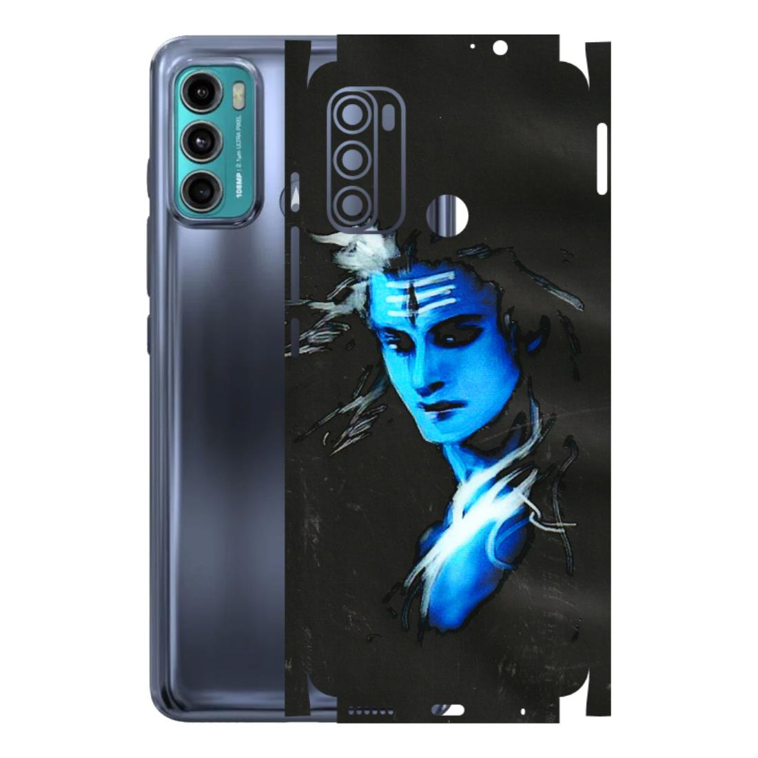Motorola Phone Skins (All Models) - Har Har Mahadev Blue/Black - 3D Embossed Finish (L-185) Motorola Moto G60