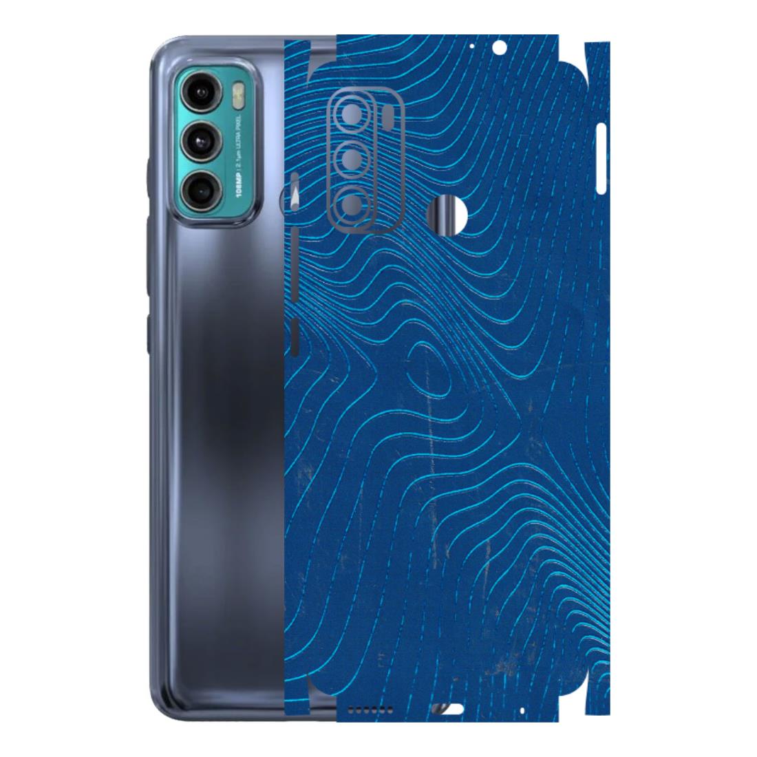 Motorola Phone Skins (All Models) - Abstract Blue Line Map - 3D Embossed Finish (L-272) Motorola Moto G60