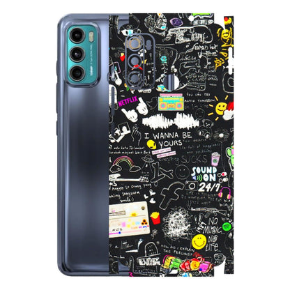 Motorola Phone Skins (All Models) - Black Creatives Doodles - 3D Embossed Finish (L-311) Motorola Moto G60