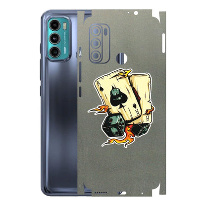 Motorola Phone Skins (All Models) - Grey Cards Of Ace - 3D Embossed Finish (L-77) Motorola Moto G60