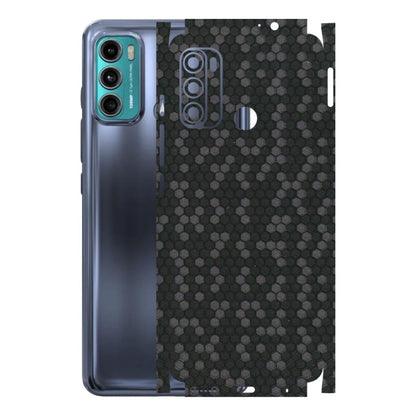 Motorola Phone Skins (All Models) - Black Grey Honeycomb Sober - 3D Embossed Finish (L-85) Motorola Moto G60